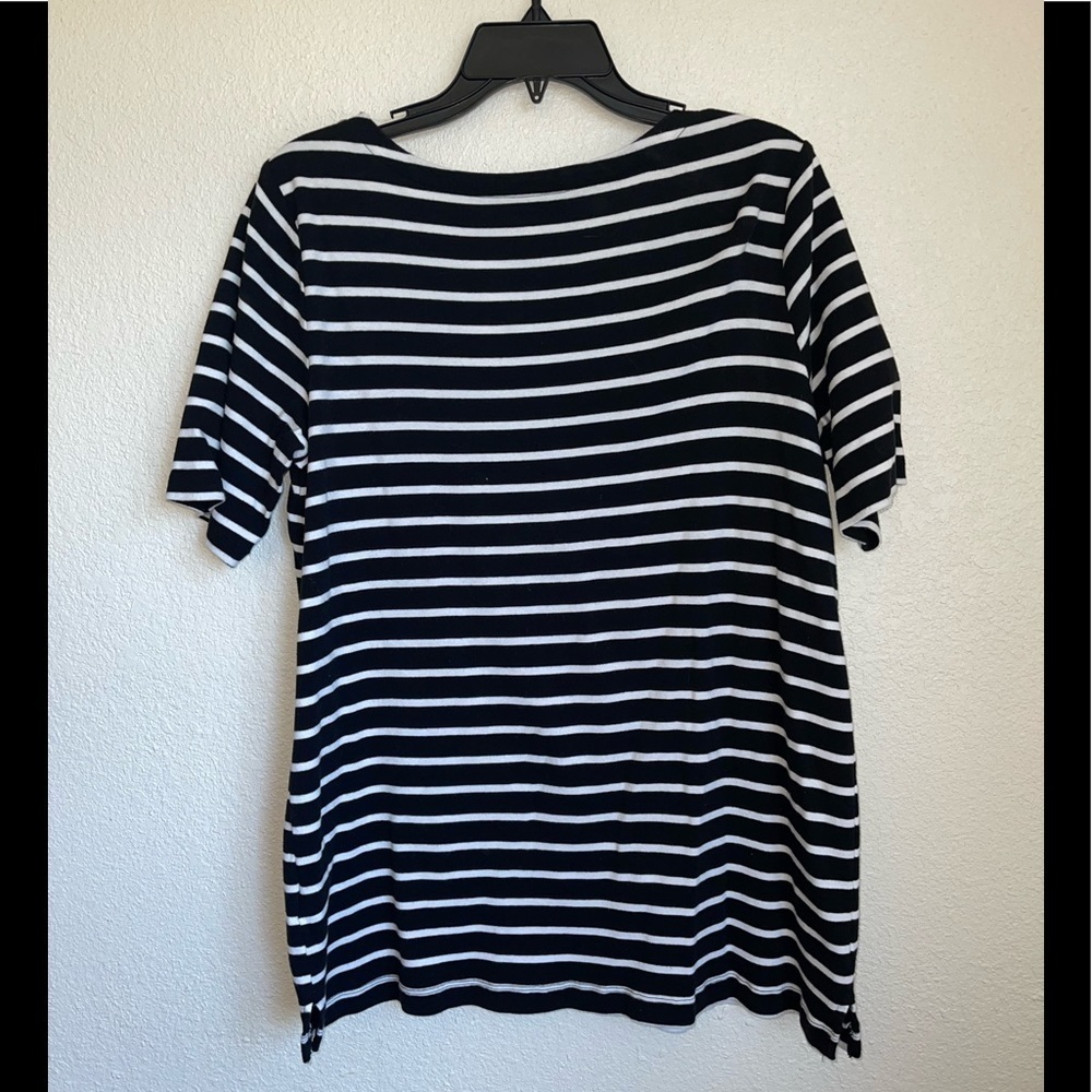 White Stag black with white strip shirt. GUC size 12-14